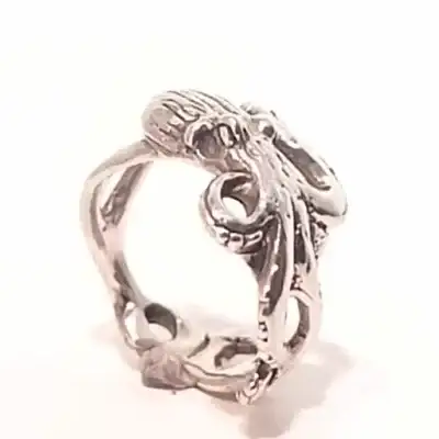 Octopus ring van zilver.