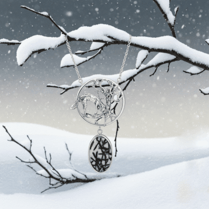 Vos halsketting met Hoornblende steen