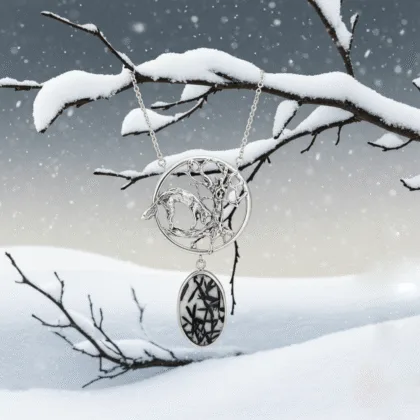 Vos halsketting met Hoornblende steen