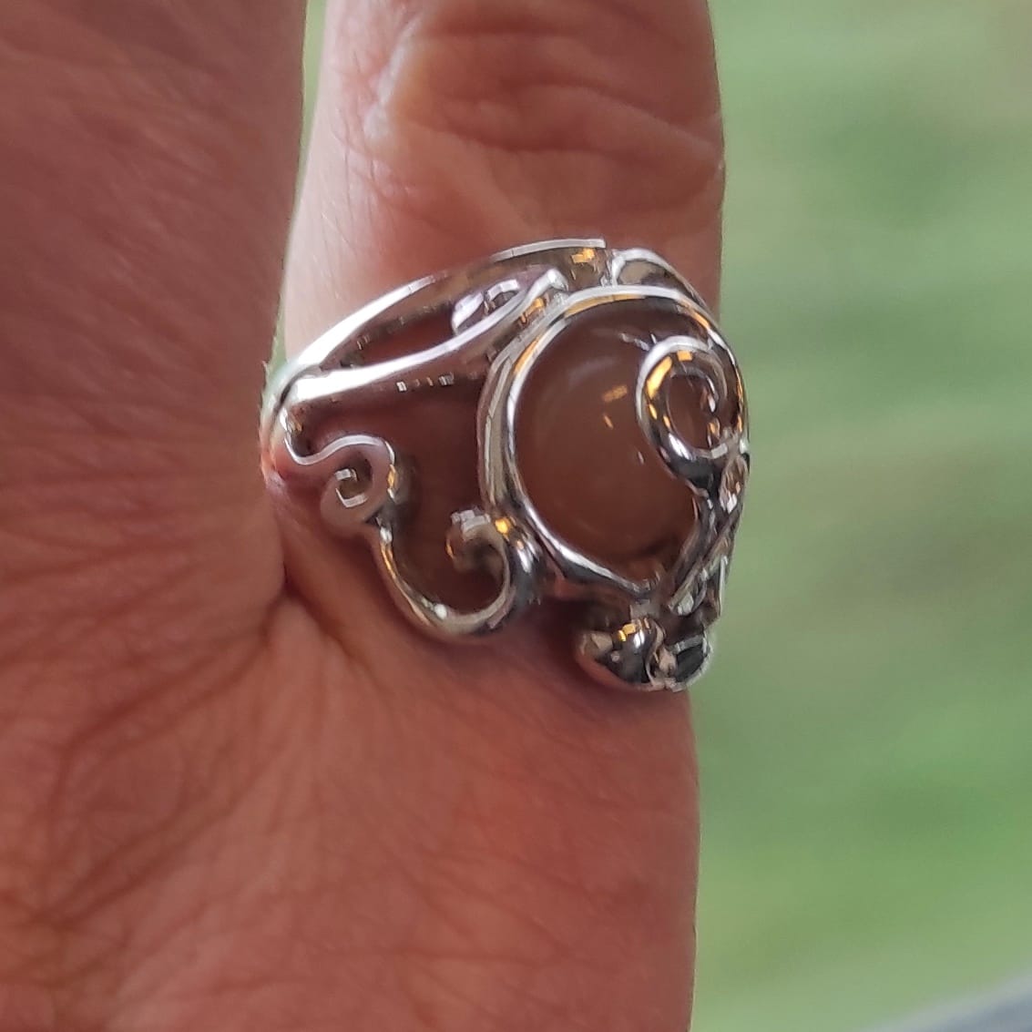 Vespera Zilveren Ring met Oranje Maansteen ( uniek) - Afbeelding 7